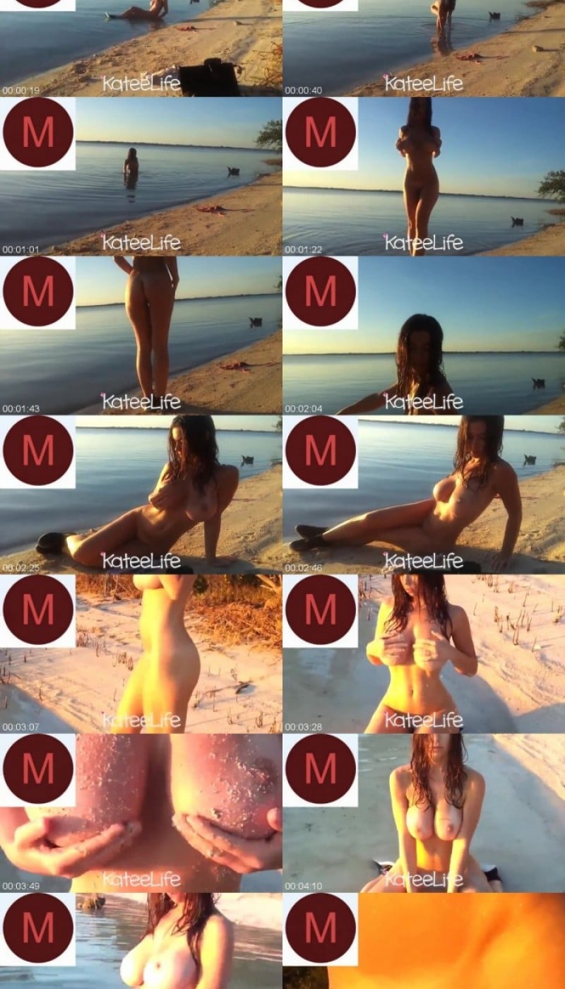 kateelife gorgeous boobs completely naked striptease amazing pussy in beach